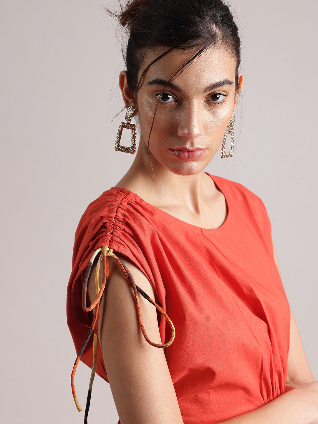 Zaccai Women's Rust Poplin Solid Dress - Distacart