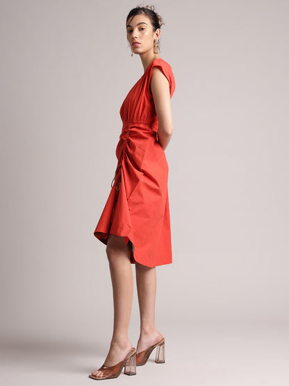 Zaccai Women's Rust Poplin Solid Dress - Distacart