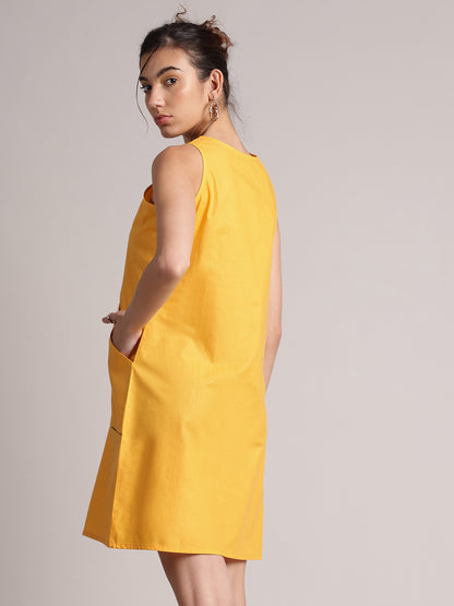 Zaccai Women's Yellow Poplin Solid Dress - Distacart