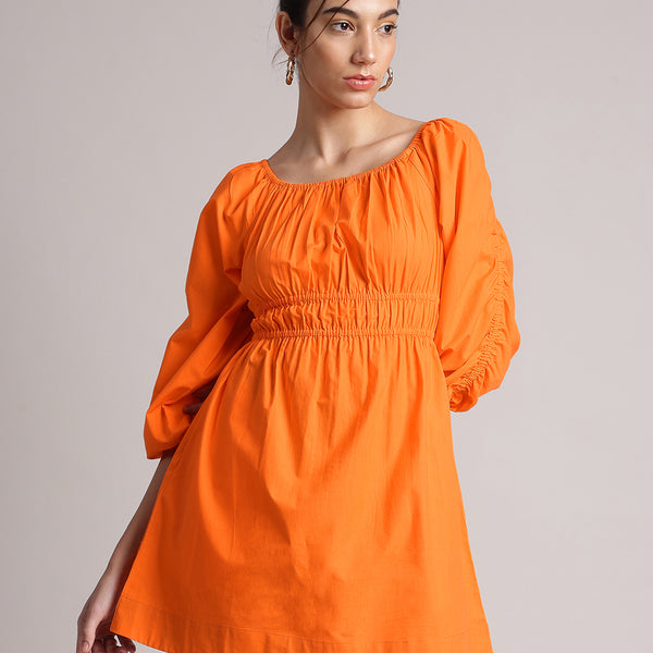 Zaccai Women's Orange Poplin Solid Dress - Distacart
