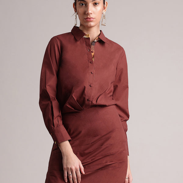 Zaccai Women's Brown Poplin Solid Dress - Distacart
