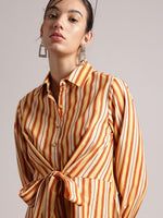 Thumbnail for Zaccai Women's Yellow Poplin Striped Dress - Distacart