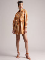 Thumbnail for Zaccai Women's Yellow Poplin Striped Dress - Distacart