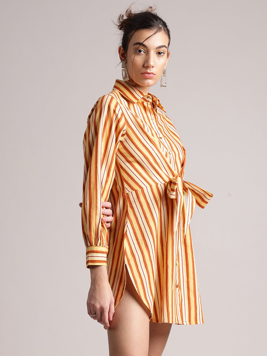 Zaccai Women's Yellow Poplin Striped Dress - Distacart