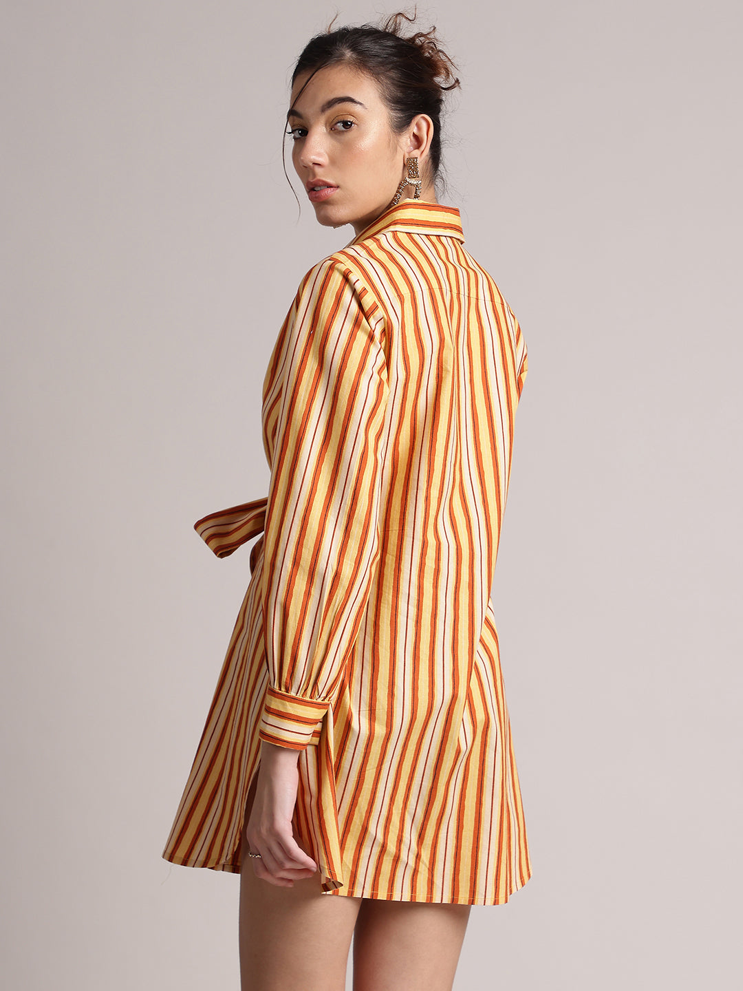 Zaccai Women's Yellow Poplin Striped Dress - Distacart