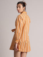Thumbnail for Zaccai Women's Yellow Poplin Striped Dress - Distacart
