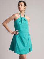 Thumbnail for Zaccai Women's Aqua Cambric Solid Dress - Distacart