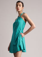 Thumbnail for Zaccai Women's Aqua Cambric Solid Dress - Distacart