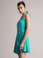 Thumbnail for Zaccai Women's Aqua Cambric Solid Dress - Distacart