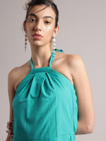 Thumbnail for Zaccai Women's Aqua Cambric Solid Dress - Distacart