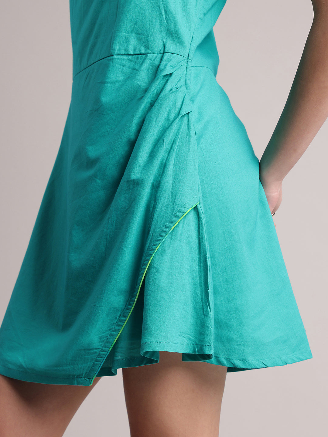 Zaccai Women's Aqua Cambric Solid Dress - Distacart