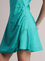 Thumbnail for Zaccai Women's Aqua Cambric Solid Dress - Distacart