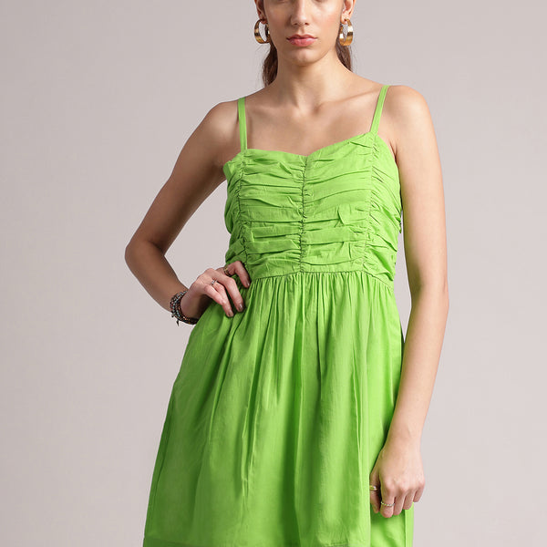 Zaccai Women's Lime Cambric Solid Dress - Distacart