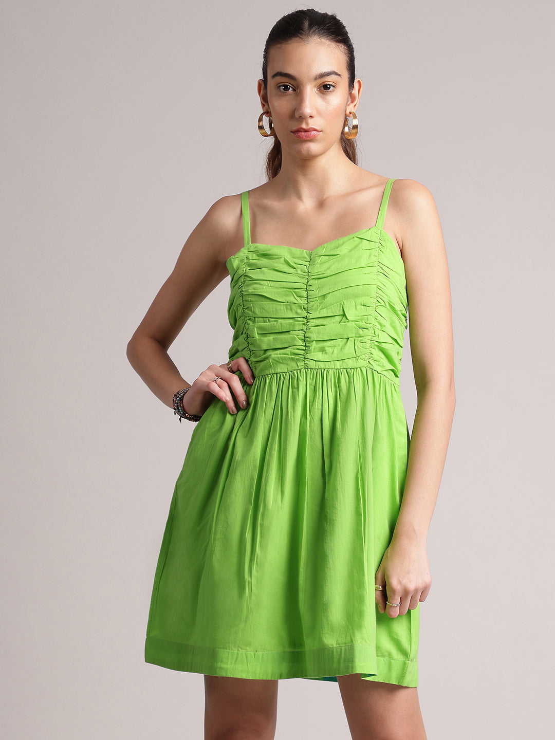 Zaccai Women's Lime Cambric Solid Dress - Distacart