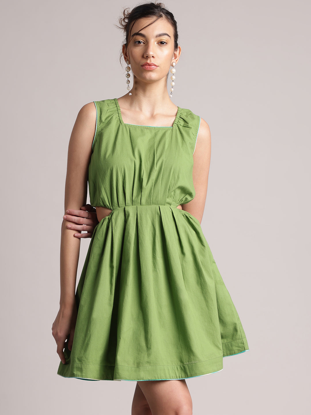 Zaccai Women's Green Cambric Solid Dress - Distacart