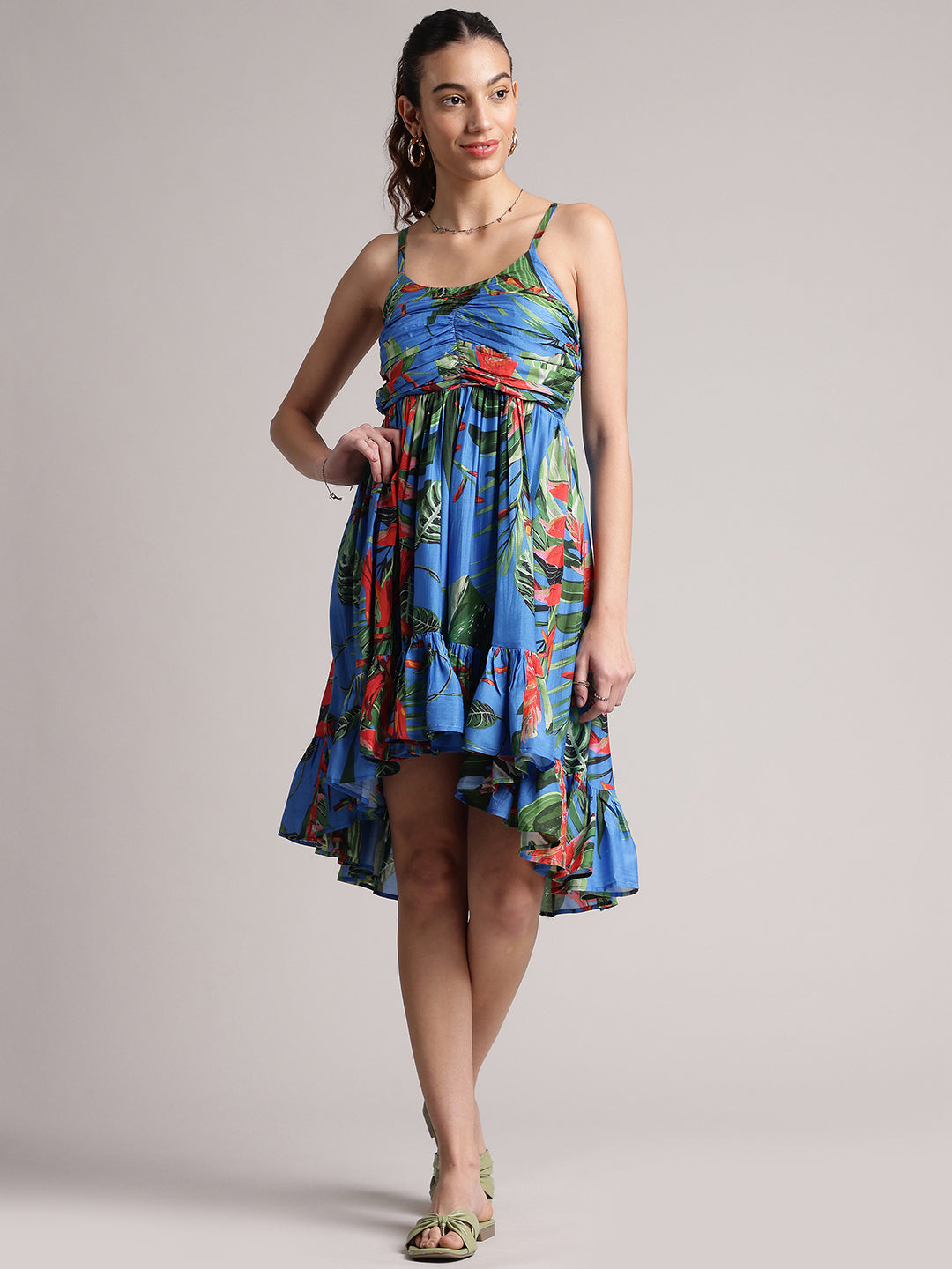 Zaccai Women's Blue Muslin Tropical Dress - Distacart