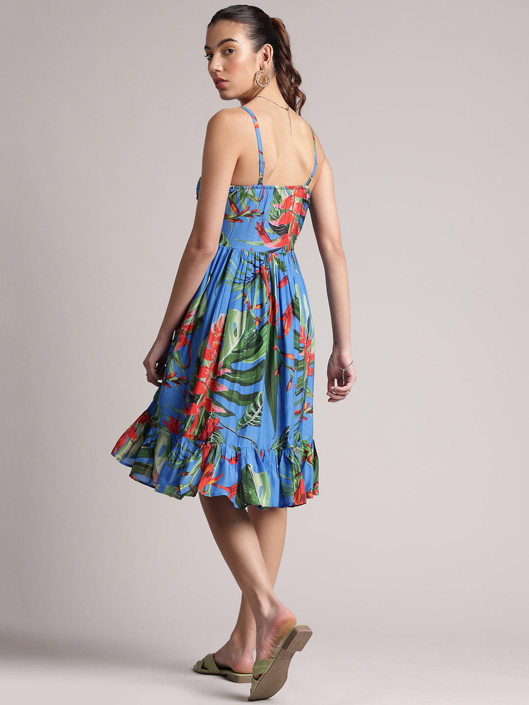 Zaccai Women's Blue Muslin Tropical Dress - Distacart