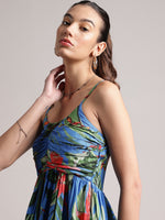 Thumbnail for Zaccai Women's Blue Muslin Tropical Dress - Distacart