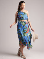 Thumbnail for Zaccai Women's Blue Muslin Tropical Dress - Distacart