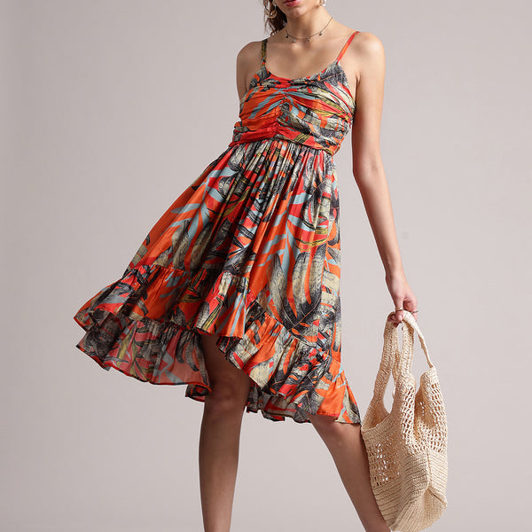 Zaccai Women's Red Muslin Tropical Dress - Distacart