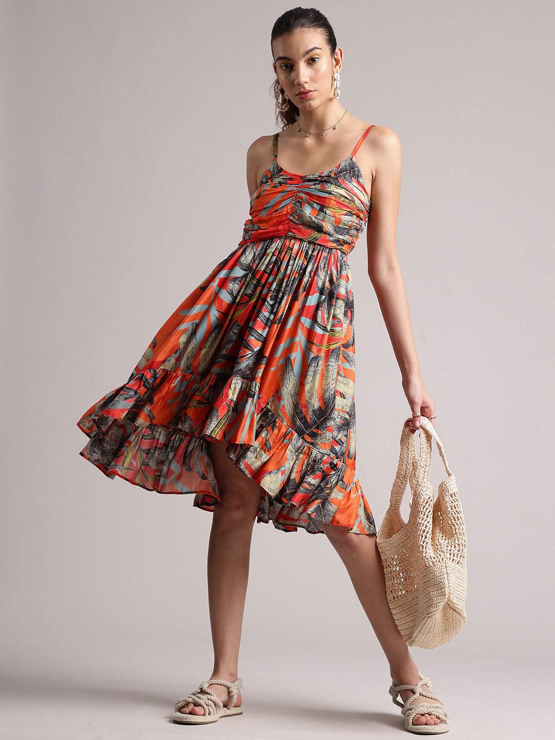 Zaccai Women's Red Muslin Tropical Dress - Distacart