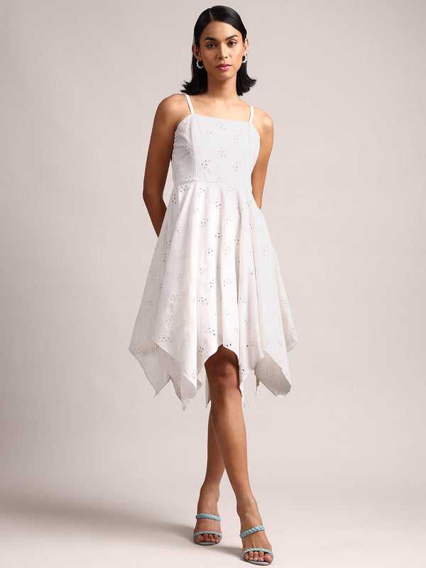 Zaccai Women's White Cambric Schiffli Dress - Distacart