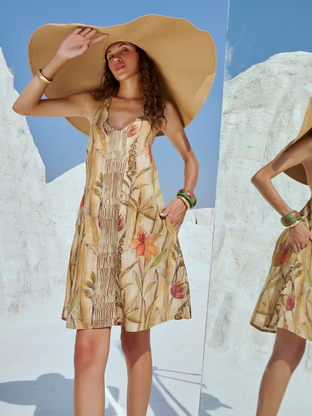 Zaccai Women's Multi Cotton Linen Floral Dress - Distacart