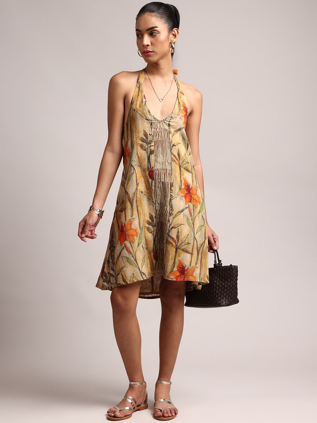 Zaccai Women's Multi Cotton Linen Floral Dress - Distacart