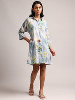 Thumbnail for Zaccai Women's Blue Linen Floral Dress - Distacart