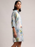 Thumbnail for Zaccai Women's Blue Linen Floral Dress - Distacart