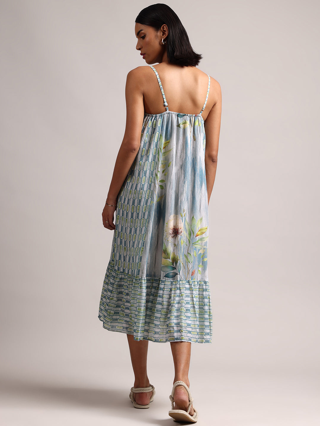 Zaccai Women's Blue Cotton Linen Tropical Dress - Distacart