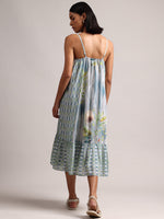 Thumbnail for Zaccai Women's Blue Cotton Linen Tropical Dress - Distacart