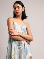 Thumbnail for Zaccai Women's Blue Cotton Linen Tropical Dress - Distacart