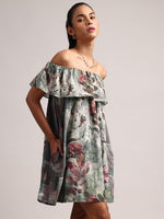 Thumbnail for Zaccai Women's Grey Cotton Linen Floral Dress - Distacart