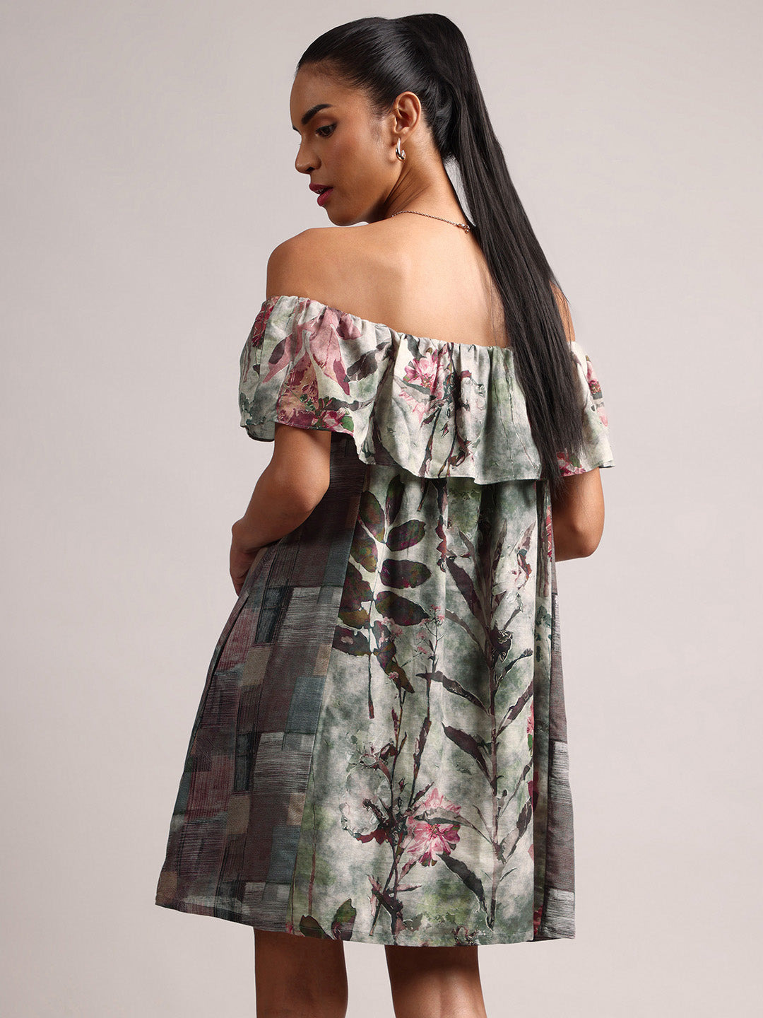 Zaccai Women's Grey Cotton Linen Floral Dress - Distacart