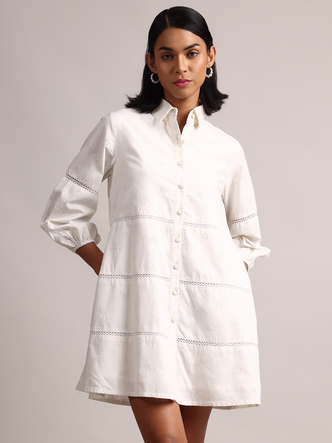 Zaccai Women's White Cambric Schiffli Dress - Distacart