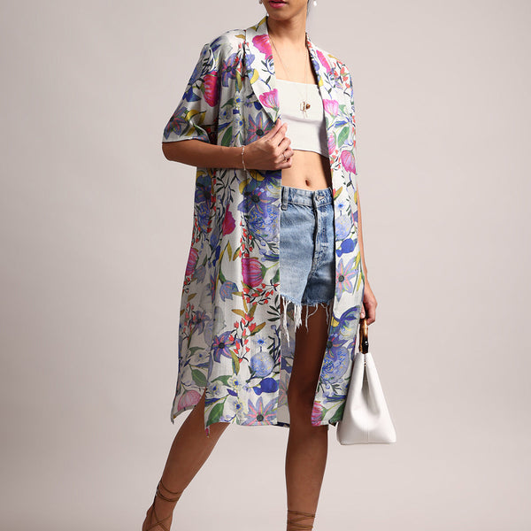 Zaccai Women's Multicolor Muslin Tropical Shrug - Distacart