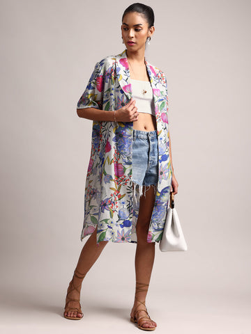 Zaccai Women's Multicolor Muslin Tropical Shrug - Distacart