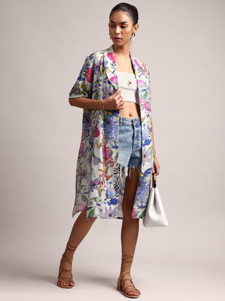 Zaccai Women's Multicolor Muslin Tropical Shrug - Distacart