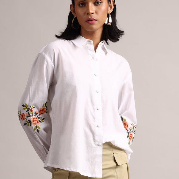 Zaccai Women's White Cambric Solid Top - Distacart