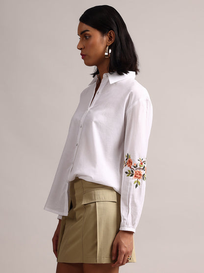 Zaccai Women's White Cambric Solid Top - Distacart