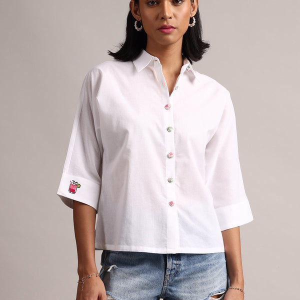 Zaccai Women's White Cambric Solid Top - Distacart