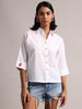 Zaccai Women's White Cambric Solid Top - Distacart