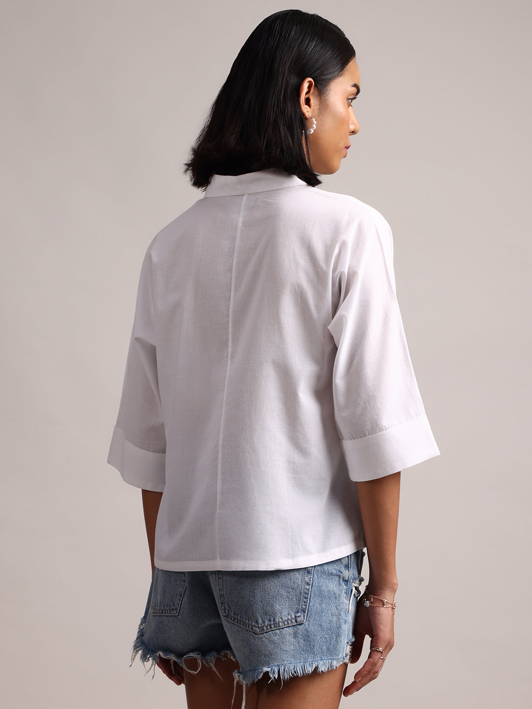 Zaccai Women's White Cambric Solid Top - Distacart