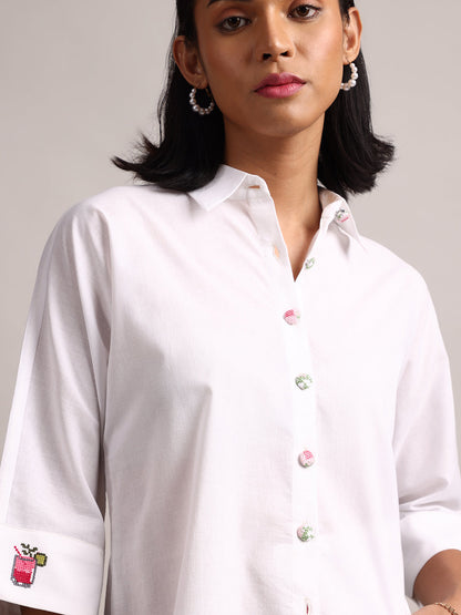 Zaccai Women's White Cambric Solid Top - Distacart