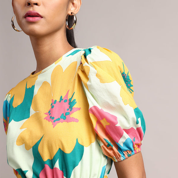 Zaccai Women's Multi Cambric Floral Top - Distacart