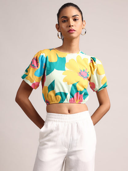 Zaccai Women's Multi Cambric Floral Top - Distacart