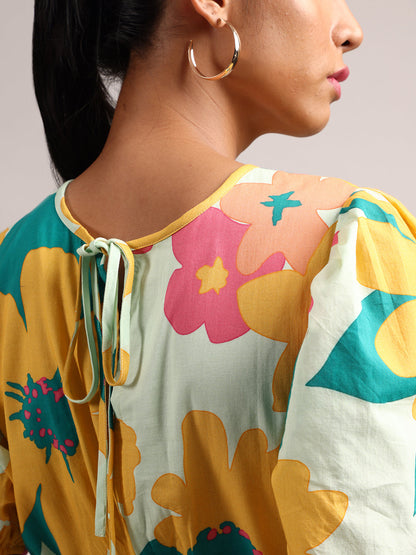 Zaccai Women's Multi Cambric Floral Top - Distacart