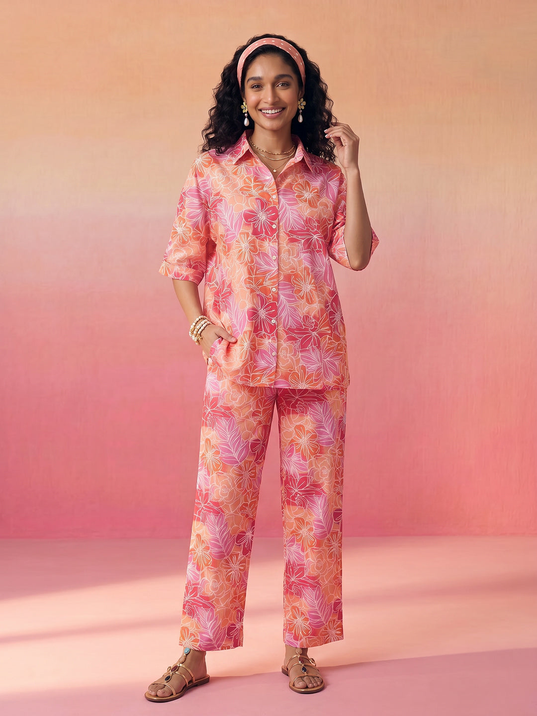Janasya Multi Straight Cotton Pant Co-ord Sets - Dista