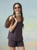Janasya Blue Straight Cotton Shorts Co-ord Sets - Dista